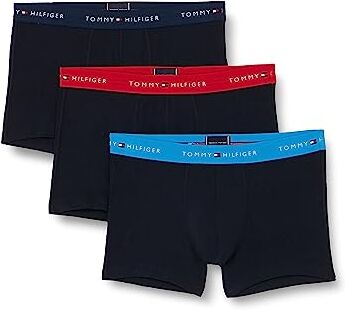 Tommy Hilfiger 3p Wb Trunk 763, Boxer Uomo, Multicolore (Shocking Blue/Primary Red/Carbon), S