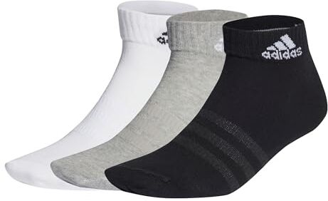 Adidas Thin and Light 3 Pairs Calzini, Medium Grey Heather/White/Black, S