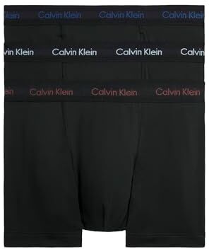 Calvin Klein Trunk 3pk  Boxer, Nero (B- Marron, Skyway, True Navy Logos), S Uomo