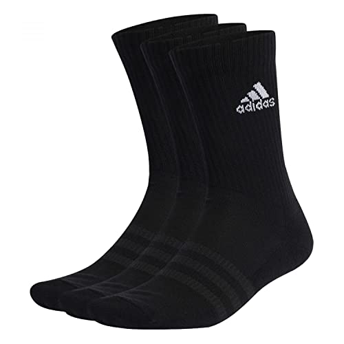 Adidas Cushioned Crew Socks 3 Pairs, Calze Medie Unisex Bambini e ragazzi, Black/White, M (Pacco da 3)