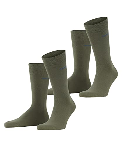 Falke ESPRIT Basic Uni 2-Pack M SO cotone tinta unita confezione di 2 paia, Calzini Uomo, Verde (Thymian 7821), 39-42