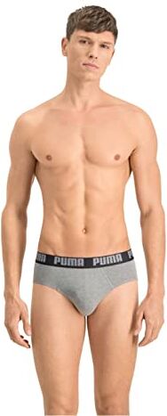 Puma Brief, Biancheria intima Uomo, Grigio/Nero, XL