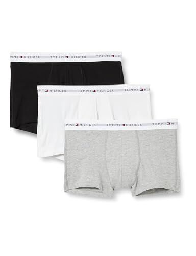 Tommy Hilfiger Pantaloncino Boxer Uomo Confezione da 3 Intimo, Multicolore (Grey Heather/Black/White), S