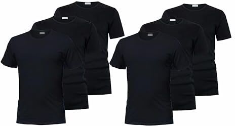 Liabel Pack 6 T-Shirt Manica Corta Cotone Bianco Assortito Art.4428 (6 Pack Girogola Nero 5 / L)