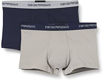 Emporio Armani Uomo 2-Pack-Boxer Essential Core Logoband Boxer, Grigio Blu Marine, M