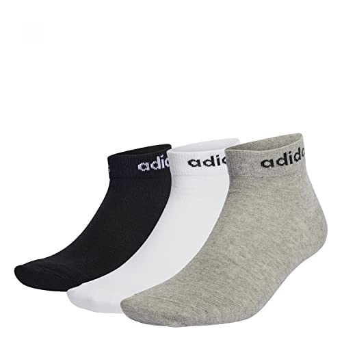 Adidas T LIN ANKLE 3P Calzini Unisex Adulto medium grey heather/white/black Taglia KXXL
