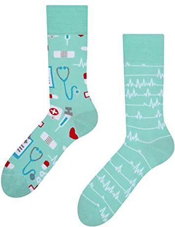 Dedoles Calzini Unisex Donna Uomo & Bambini Calze Cotone con tanti Design divertenti sinistra destra diversi, colore: Blu, disegno: Medicina, taglia: 43-46