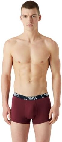 Emporio Armani Men's 3-pack Bold Monogram Boxer, Uomo, White/Marine/Burgundy, XL