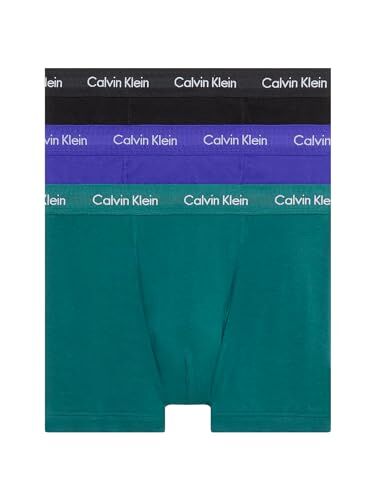 Calvin Klein Trunk 3pk  Boxer, Multicolore (Spectrum Blue, Black, Atlantic Deep), M Uomo