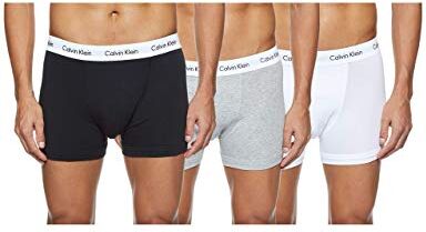 Calvin Klein Trunk 3pk  Boxer, Multicolore (Black/White/Grey Heather), XS Uomo