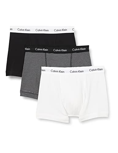 Calvin Klein Trunk 3pk 0000u2662g Boxer, Multicolore (White/ B&w Stripe/ Black), L Uomo