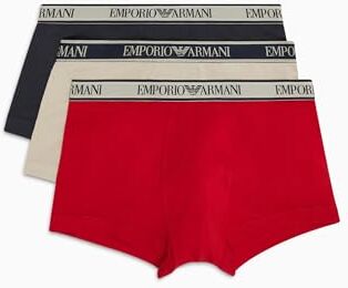 Emporio Armani Stretch Cotton Core Logoband 3-Pack Trunk, Boxer Uomo, Multicolore (Nude-Marine-Red), M