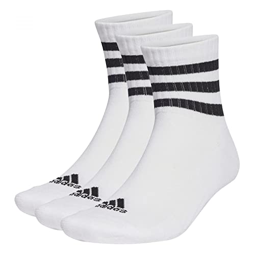 Adidas 3-stripes Cushioned Sportswear Mid-cut 3 Pairs Socks Calzini, Bianco, 34-36 Unisex Adulto
