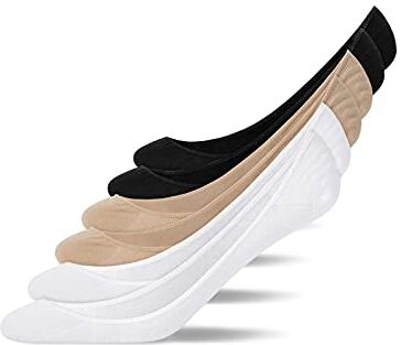 Snocks 6 Paia Calzini Fantasmini Donna Calze Invisibili Uomo 43-46 Colore Mix (Nero/Bianco/Beige) Calzini per Mocassini Uomo Pedalini Donna Cotone Organico