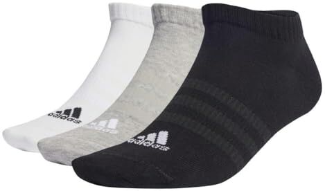 Adidas Thin and Light Sportswear 3 Pairs Calzini, Medium Grey Heather/White/Black, L