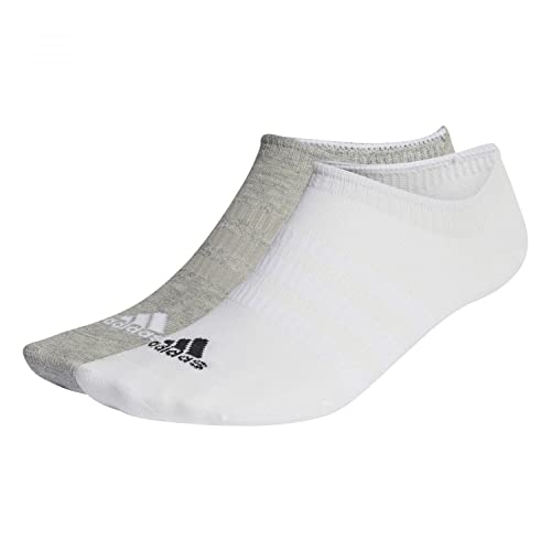 Adidas Thin and Light 3 Pairs Calzini Invisible/Sneaker, Medium Grey Heather/White/Black, XL