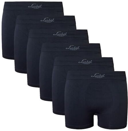 Liabel Slip/Boxer da Uomo Seamless Confezione da 6Pz – Mutande da Uomo in Microfibra Senza Cuciture Made in Italy (LXL, Boxer Nero)