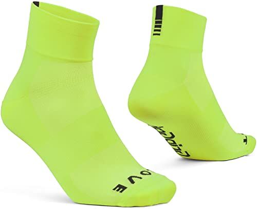 GripGrab Calze Estive Leggere Sportive Uomo Donna Bici Corsa Mtb, Calzini Da Ciclismo Unisex Adulto, Giallo Neon Corto, M 41-44