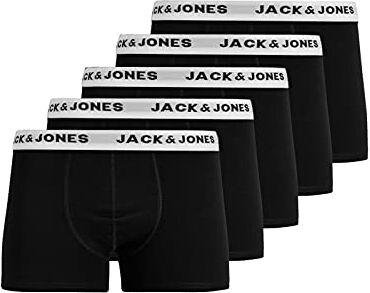 Jack & Jones JACHuey Boxer da Uomo, Confezione da 5 Nero (Nero/Dettaglio: Bianco) M