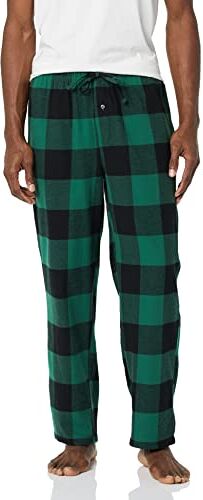 Amazon Essentials Pantaloni del Pigiama in Flanella (Disponibili nelle Taglie Big & Tall) Uomo, Nero Verde Buffalo Plaid, S