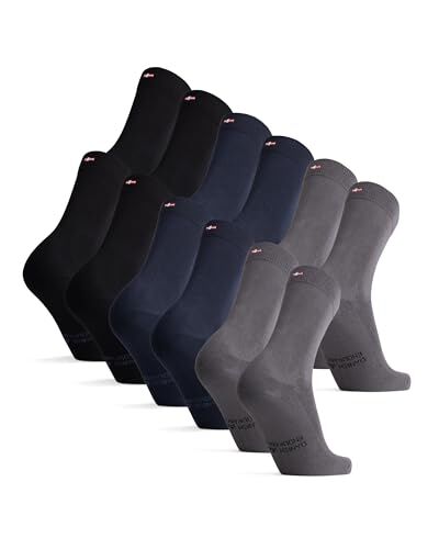 DANISH ENDURANCE 6 Paia Calzini in Bambù, Classici, Traspiranti, da Tutti i Giorni, da Uomo e Donna, Multicolore (2 x nero, 2 x blu, 2 x grigio), EU 39-42