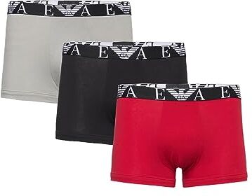 Emporio Armani Underwear Men's 3-Pack Bold Monogram Boxer, Uomini, Red/Stone/Black,