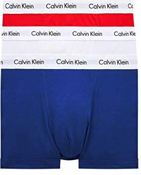 Calvin Klein Trunk 3pk 0000u2662g Boxer, Multicolore (White/Red Ginger/Pyro Blue), XS Uomo