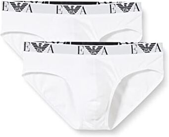 Emporio Armani Underwear 2-Pack Brief Essential Monogram, Boxer Brief Uomo, Bianco, L