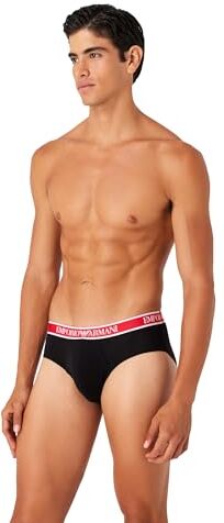 Emporio Armani Underwear Men's 3-Pack Core Logoband Brief, Slip Boxer Uomini, White/Black/Red,