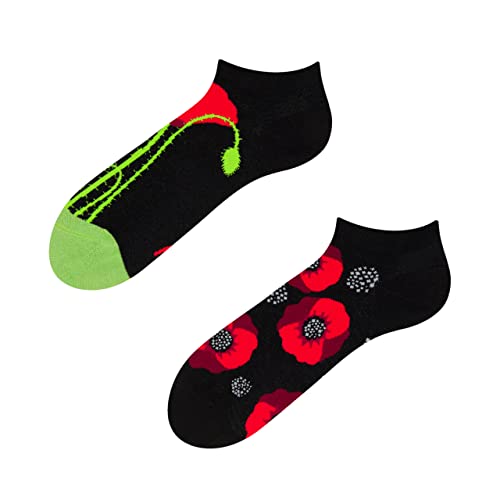 Dedoles Buonumore Calzini alla Caviglia Donna e Uomo Calze Corti Cotone Taglio Basso (35-38, Poppy Flower Ankle)