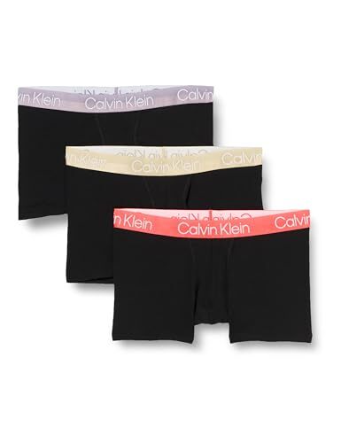 Calvin Klein Boxer Uomo Confezione da 3 Cotone Elasticizzato, Nero (B- December Sky, Rg, Fusc Rose Wbs), S