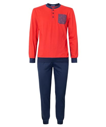 NOTTINGHAM Pigiama da Uomo Lungo Jersey 100% Cotone, Art. 43220 Rosso M