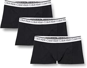 Calvin Klein Boxer Uomo 3 Pack 3 PK Low Rise Trunk Elasticizzati, Nero (Black W/ White Wb), S [Amazon Exclusive]