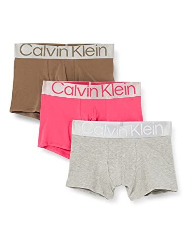 Calvin Klein Trunk Bóxer, Cerise Lipstick/Gry HTHR/Gray Olv, S, Uomo