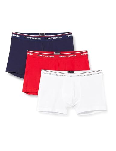 Tommy Hilfiger 3p Trunk, Uomo Boxer, White/Tango Red/ Peacoat, XL