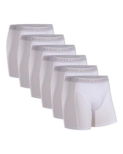 DANISH ENDURANCE 6 Boxer Uomo Cotone Elasticizzato, Boxer Lunghi Comodi, Mutande Intimo Classico, Bianco, x-Large