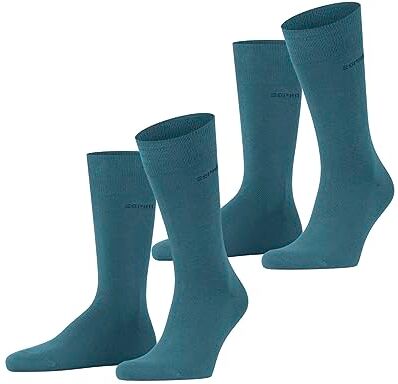 Falke ESPRIT Basic Uni 2-Pack M SO cotone tinta unita confezione di 2 paia, Calzini Uomo, Verde (Peacock 6382), 39-42