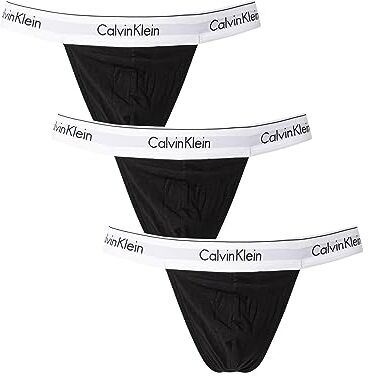 Calvin Klein Perizomi Uomo Confezione da 3 Cotone Elasticizzato, Multicolore (Black, Black, Black), S