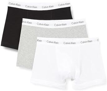 Calvin Klein Trunk 3pk 0000u2662g Boxer, Multicolore (Black/White/Grey Heather), S Uomo