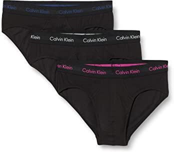 Calvin Klein Hip Brief 3Pk  Slip a Vita Bassa, Nero (B-Slv Sprgs, Pal Pink, Blue Dpts LG), L (Pacco da 3) Uomo