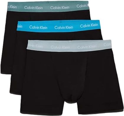 Calvin Klein Trunk 3pk  Boxer, Nero (B- Vivid Bl, Arona, Sageb Grn Wbs), M Uomo