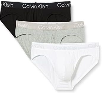 Calvin Klein Hip Brief 3Pk , Slip a vita bassa Uomo, Multicolore (White/ Black/ Grey Heather), XS