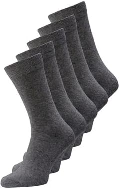 Jack & Jones Jacjens Sock 5 Pack Noos Calze, Grigio (Dark Grey Melange), Taglia Unica (Pacco da 5) Uomo