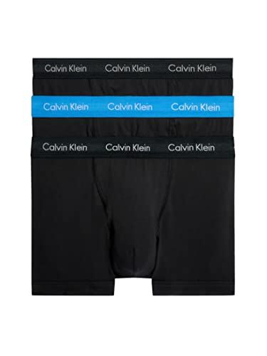 Calvin Klein Trunk 3pk  Boxer, Nero (B-grey Heather, Wht, Palace Blue Lg), S Uomo
