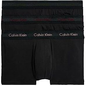 Calvin Klein Low Rise Trunk 3pk , Boxer a vita bassa Uomo, Nero (B-woodrose, Fld Olv, Deep Rouge Lg), XL