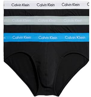 Calvin Klein Hip Brief 3Pk  Slip a Vita Bassa, Nero (B-Grey Heather, Wht, Palace Blue WB), XL (Pacco da 3) Uomo