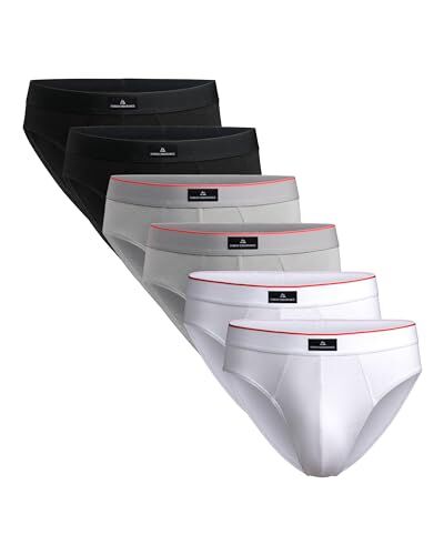 DANISH ENDURANCE 6 Paia Slip Uomo Cotone Premium, Mutande Uomo Comode e Traspiranti, Senza Etichetta Multicolore (2X Grigio, 2X Nero, 2X Bianco) XL