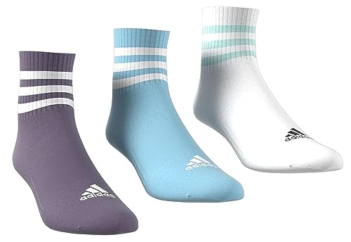 Adidas 3-stripes Cushioned Sportswear Mid-cut 3 Pairs Socks Calzini, Shadow Violet/Light Aqua/White/Semi Flash Aqua, XL Unisex Adulto