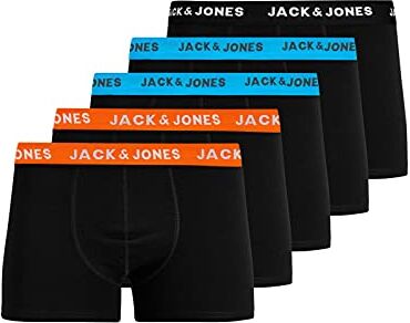 Jack & Jones JACHuey Boxer da Uomo, Confezione da 5 Nero (Nero/Dettaglio: 2 Arancione/2 Blue/Nero) M