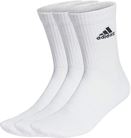 Adidas Cushioned Crew Socks 3 Pairs, Calze Medie Unisex Bambini e ragazzi, White/Black, M (Pacco da 3)